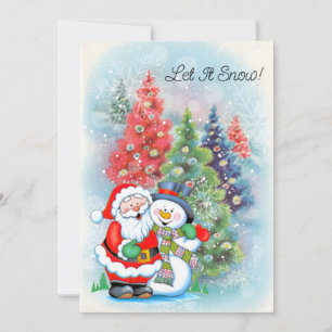 Santa and Snowman Personalise Christmas Holiday Card