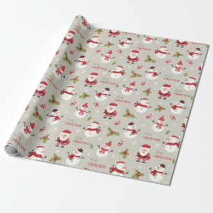 Santa and snowman wrapping paper