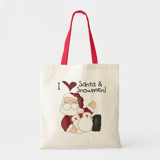 Santa and Snowmen T-shirts and Gifts Tote Bag (Front)