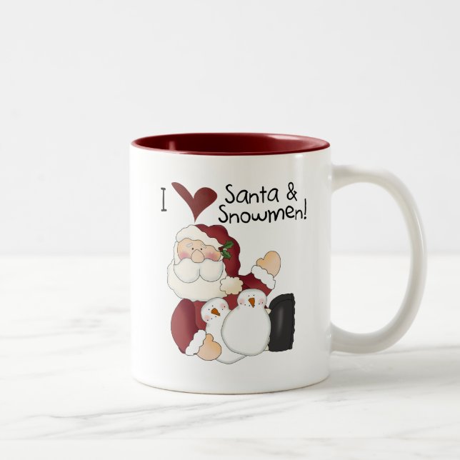 Santa and Snowmen T-shirts and Gifts Two-Tone Coffee Mug (Right)