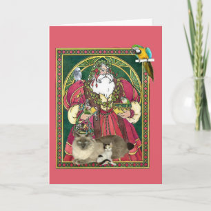 Santa And The Animals Holiday Card
