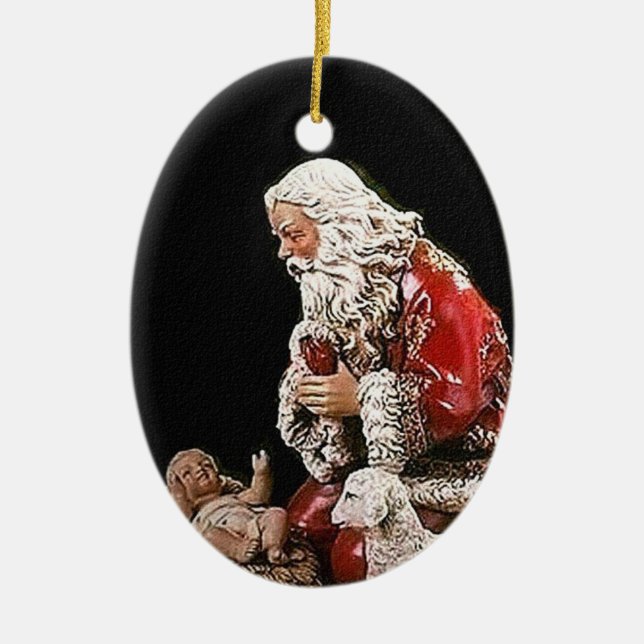 Santa and the Christ Child Christmas Ornament (Front)