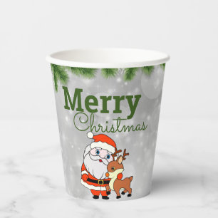 Santa and the Deer Paper Cups