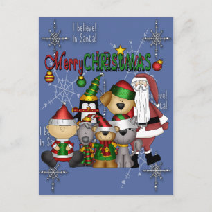 Santa and the gang holiday postcard