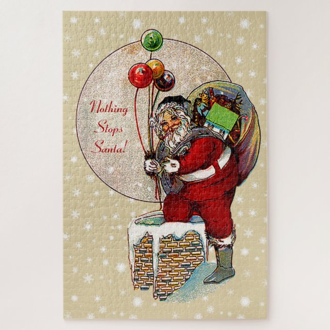 Santa and the Narrow Chimney Large Jigsaw Puzzle (Vertical)