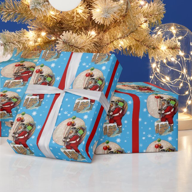 Santa and the Narrow Chimney Wrapping Paper (Holidays)