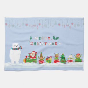 Santa and the Polar Bear Tea Towel
