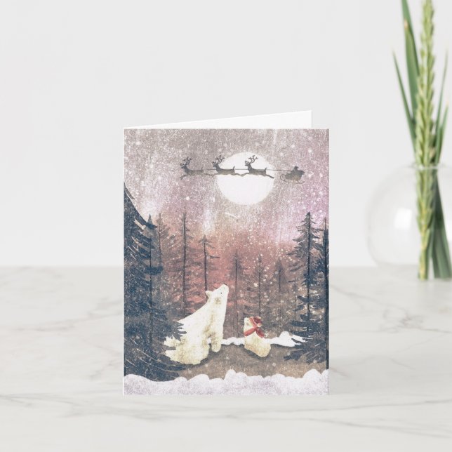 Santa and the Polar Bears Holiday Card (Front)