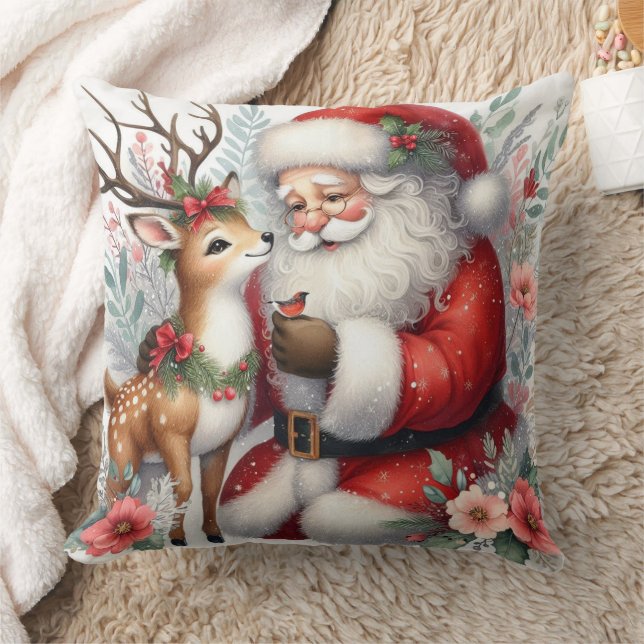 Santa And The Reindeer 2 Cushion (Blanket)