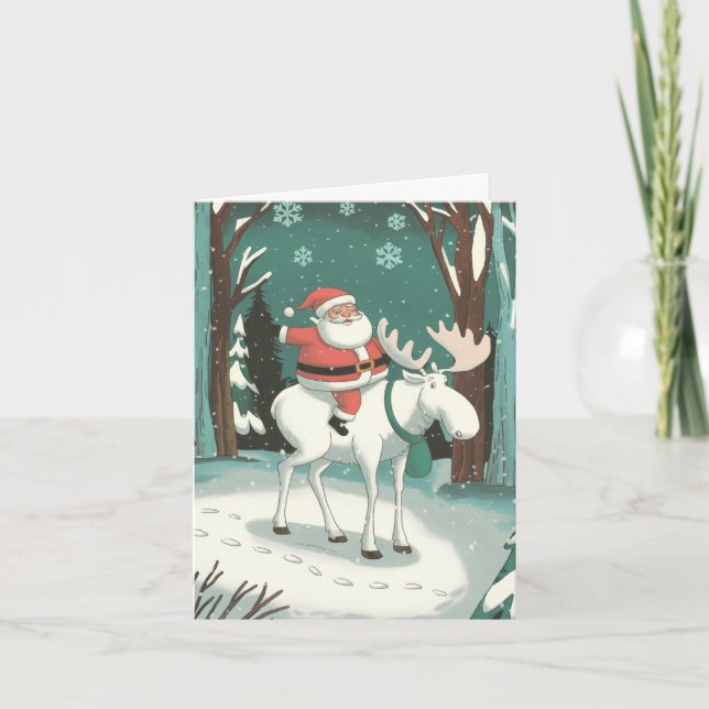 Santa and the White Moose Card (Front)