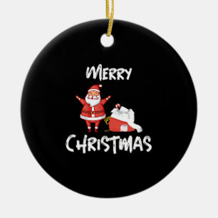 Santa and Toilet Paper Funny Christmas Christmas Ceramic Ornament
