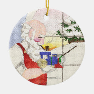 Santa and train ornament