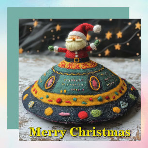 Santa and UFO Christmas Card