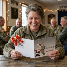 Santa and US Soldier Cartoon Christmas