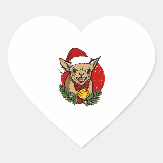 Santa angry chihuahua christmas Classic T-Shirt Heart Sticker (Front)