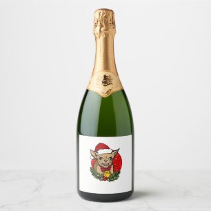 Santa angry chihuahua christmas Classic T-Shirt Sparkling Wine Label