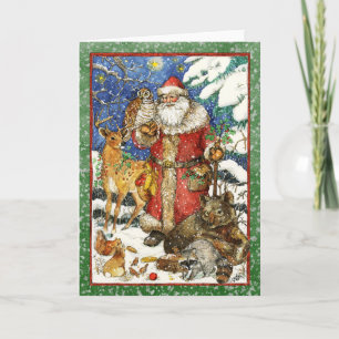 SANTA & ANIMAL FRIENDS HOLIDAY CARD