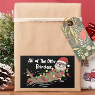 Santa Animal Xmas All Of The Otter Reindeer Animal Rectangular Sticker