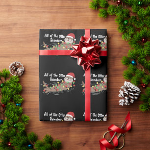 Santa Animal Xmas All Of The Otter Reindeer Animal Wrapping Paper