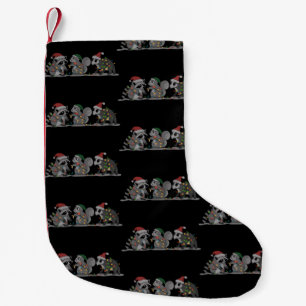 Santa Animals Xmas Silly Racoon Opossum Squirrel Small Christmas Stocking
