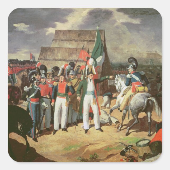Santa Anna defies the Spanish troops Square Sticker (Front)