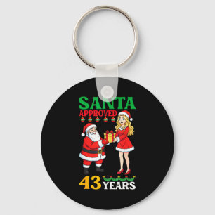 Santa Approved 43 Years Happy Birthday Christmas C Key Ring