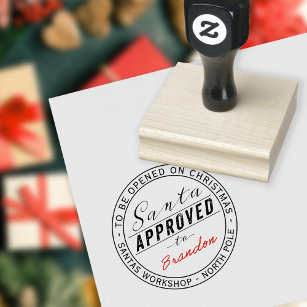Santa Approved Gift Label From North Pole Workshop Rubber Stamp