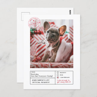 Santa Approved Naughty or Nice Form Photo Postcard