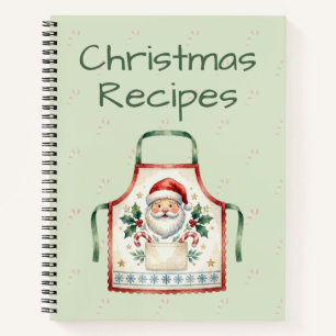 Santa Apron Christmas Recipes Notebook