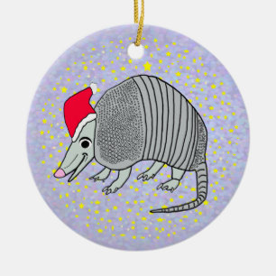 Santa Armadillo Christmas Ceramic Ornament