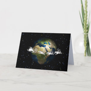 santa around the world greeting card