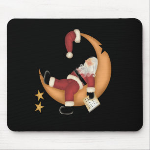 Santa Asleep on Moon Mouse Pad