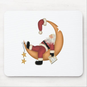 Santa Asleep on Moon Tshirts and Gifts Mouse Pad