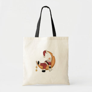 Santa Asleep on Moon Tshirts and Gifts Tote Bag