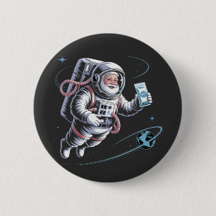 Santa Astronaut with Spacesuit Festive Christmas  6 Cm Round Badge