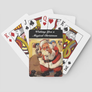 Santa at Fireplace Vintage Retro Magical Christmas Playing Cards