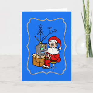 Santa At His Rig Christmas Card