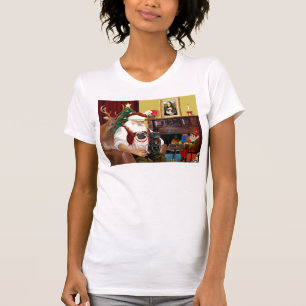 Santa At Home - Pugs two,2F,1blk) T-Shirt