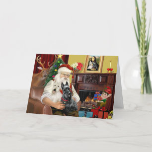 Santa At Home - Scottish Terriers (two) - Santa Holiday Card