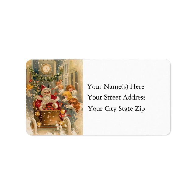 Santa at Midnight Vintage Address Label (Front)