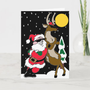 Santa at Night Holiday Card