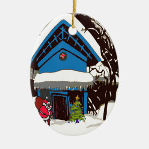 Santa at Swiss Chalet Ceramic Tree Decoration
