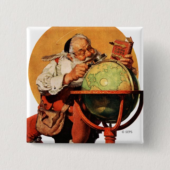 Santa at the Globe 15 Cm Square Badge (Front)