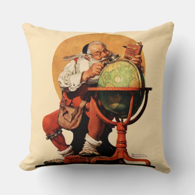 Santa at the Globe Cushion (Front)