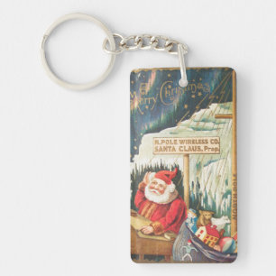 Santa at the North Pole Wireless Company Keychain