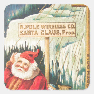 Santa at the North Pole Wireless Company Square Sticker