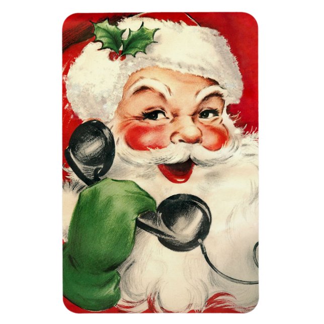 Santa at the Phone Magnet (Vertical)