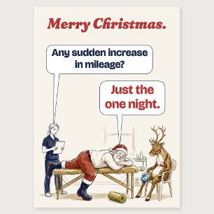 Santa at the Physio Funny Running Christmas Card
