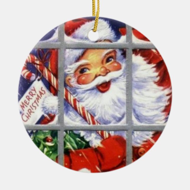 Santa at the Window Vintage Ornament (Front)