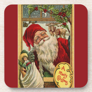 Santa at the Window with Toys Coaster